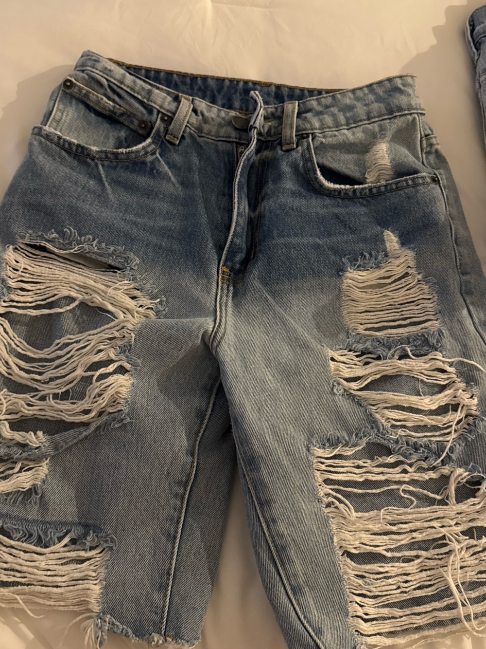 Carmar Distressed Light Blue Denim Jean Shorts